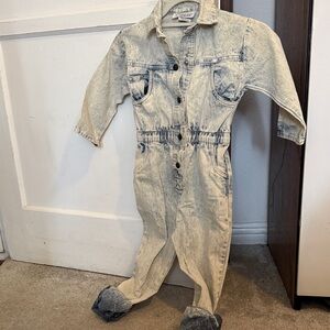 Vintage  Ideas Kids Denim Button-Up Jumpsuit size 8x